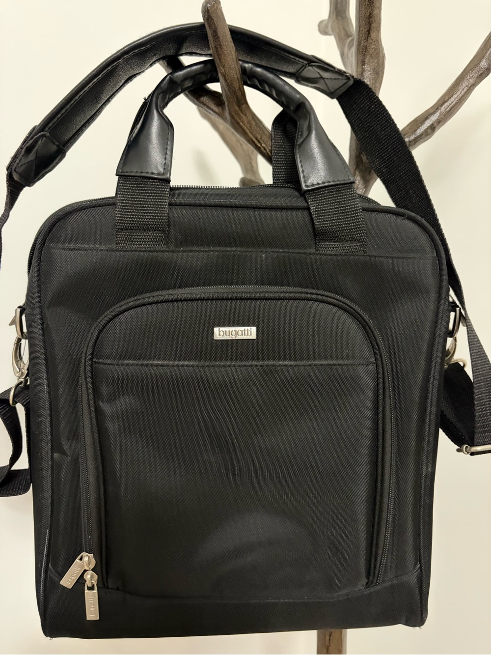 Bugatti Black Laptop Briefcase Bag with Shoulder Strap
